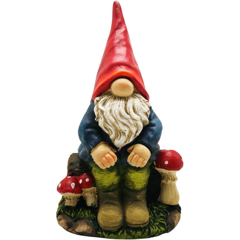 Duende Sentado Decorativo Resina 24.5x44x18cm