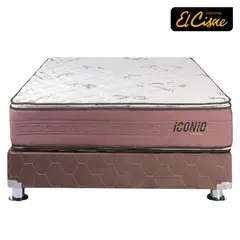 EL CISNE - Cama Americana Iconio Queen + Colchón + 2 Almohadas + Protector