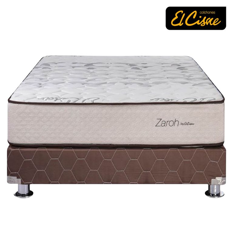 Cama Americana El Cisne Zaroh 2 Plazas + Colchón + 2 Almohadas + Protector