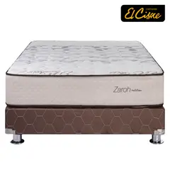 EL CISNE - Cama Americana Zaroh 2 Plazas + Colchón + 2 Almohadas + Protector
