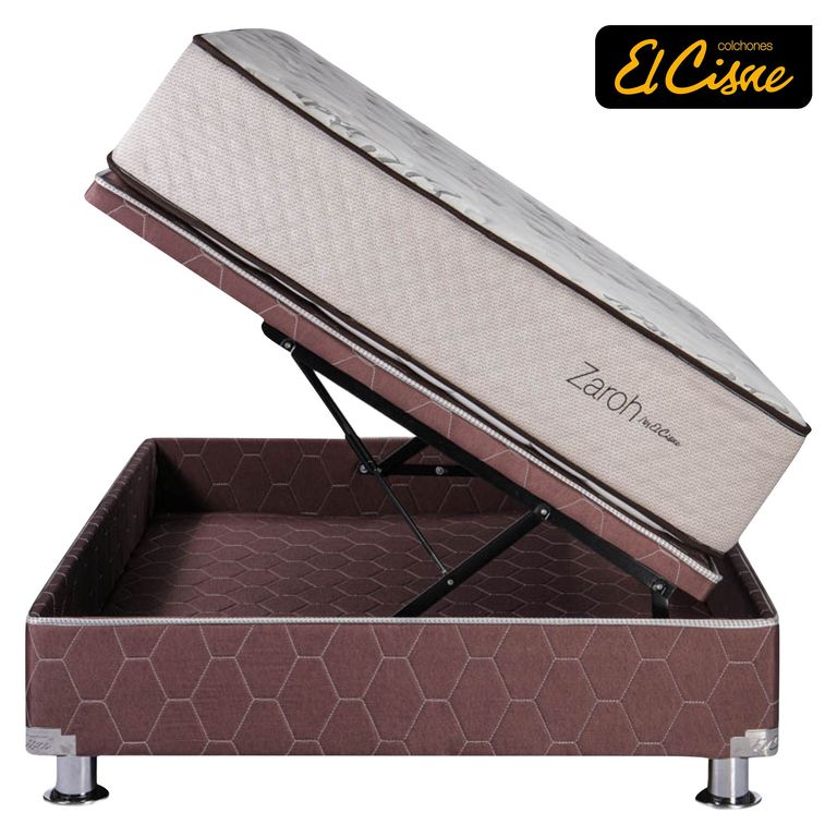 Cama Space Zaroh Queen + Colchón + 2 Almohadas + Protector