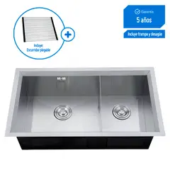 RECORD - Lavadero de Cocina Acero Inoxidable 2 Pozas Everest 79x46cm