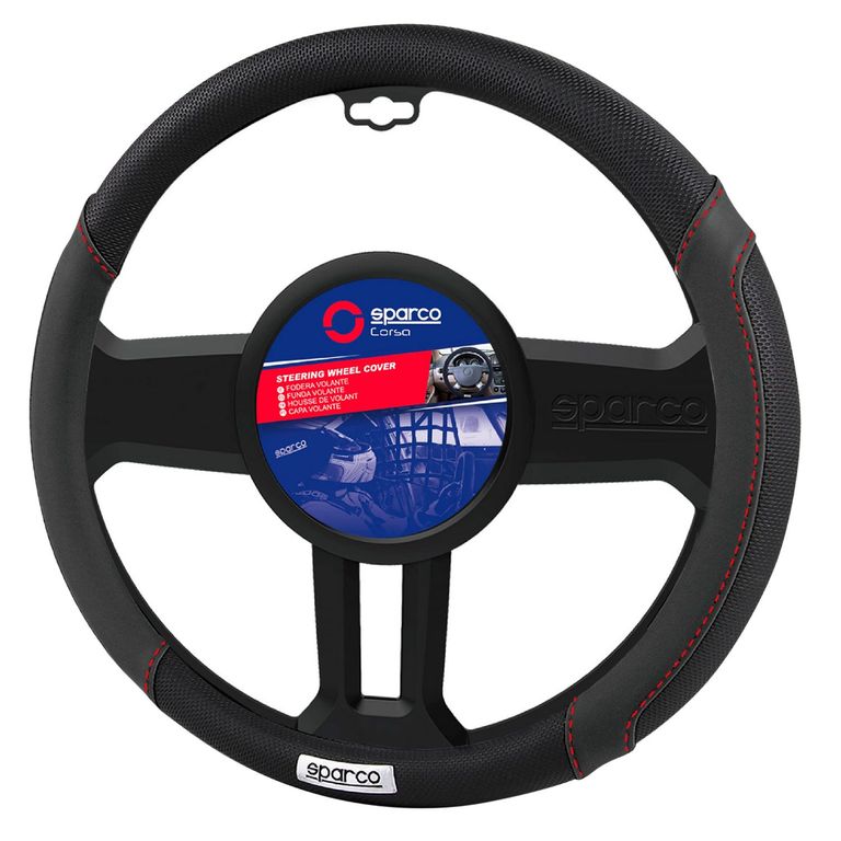 Funda Cubre Volante Para Auto Premium Negro y Rojo 37 cm