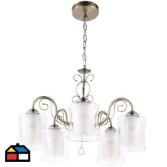 JUST HOME COLLECTION - Lámpara Colgante Vila 5L E27 Café