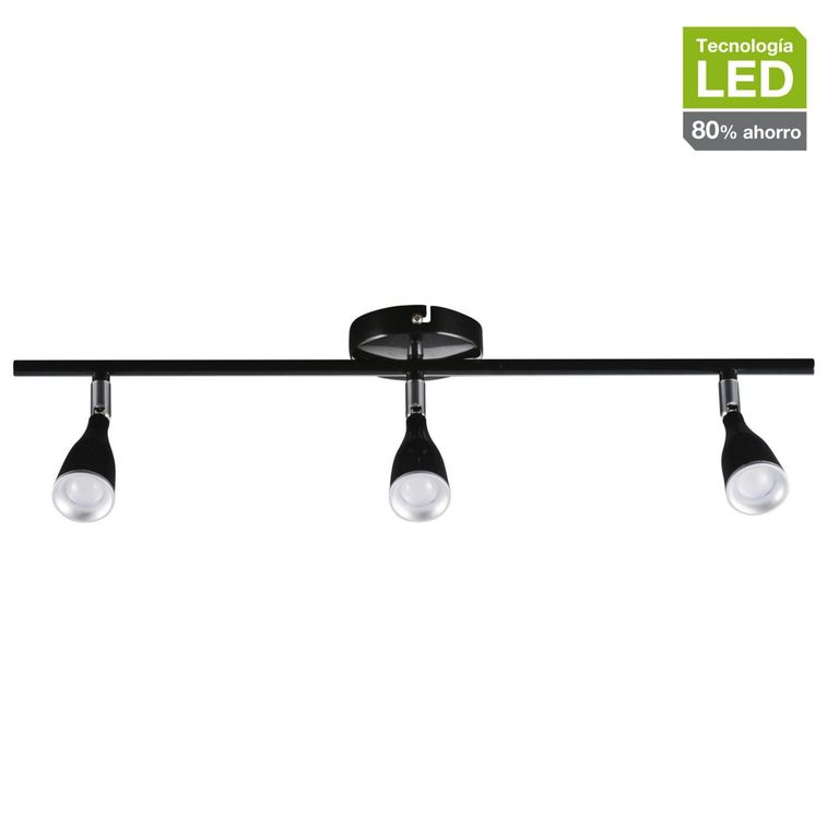 Barra LED Novo 3 Luces Plástico Negro 13.5 W 10 cm