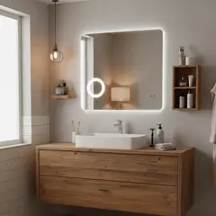 SENSI DACQUA - Espejo LED de Baño con Zoom Rectangular Los Ángeles 80x70cm