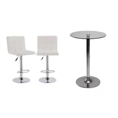 JUST HOME COLLECTION - Combo Mesa Bar + Set x2 Bancos Bar Acolchado
