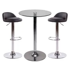 JUST HOME COLLECTION - Combo Mesa de Vidrio + Set 2 Sillas Bar Struls