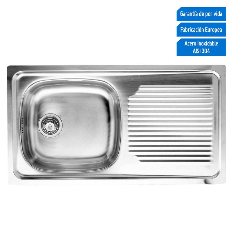 Lavadero de Cocina Acero Inoxidable Teka 1 Poza con Escurridero 79.8x43.8cm