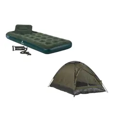 undefined - Combo Colchón Inflable 1 Plaza + Almohada + Inflador + Carpa para 2 Personas Iglú Dome Pack