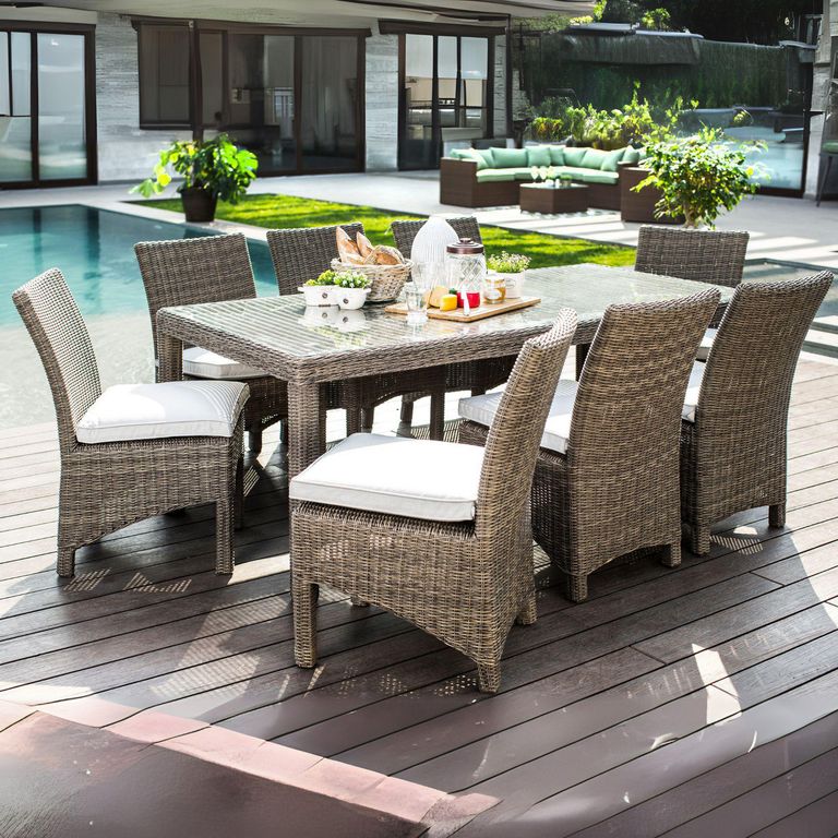 Juego de Comedor de Terraza 8 Personas Ratán Deli