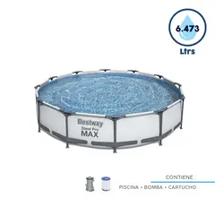 BESTWAY - Piscina Estructural Redonda con Bomba Steel Pro MAX 366x76cm 6473l
