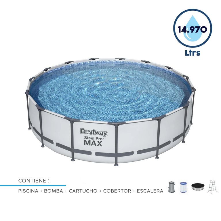 Piscina Estructural Redonda con Bomba y Escalera Bestway Steel Pro MAX 457x107cm