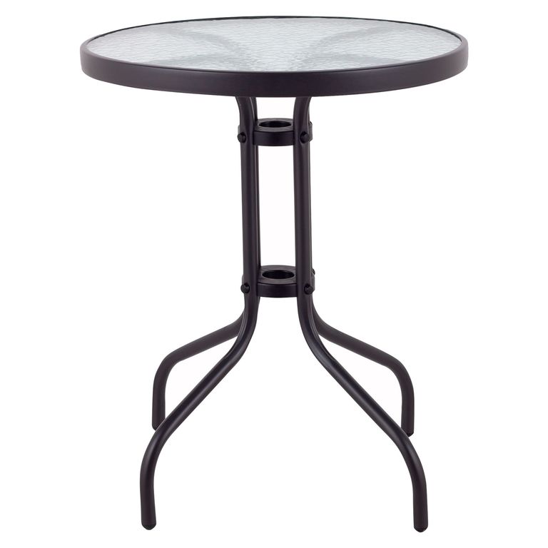 Mesa de Terraza Metal con Vidrio Redonda Negro 60 CM