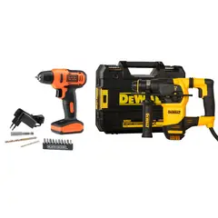 undefined - Rotomartillo SDS Plus 950W D25333K Dewalt + Taladro Atornillador Inalámbrico 3/8" 12V + Batería + Cargador Black+Decker