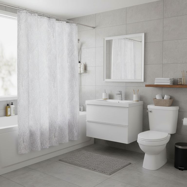 Cortina de Baño Rama Plata 178x180cm