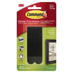 3M - Tiras Command Grandes para Colgar Cuadros Negras x 4 unid