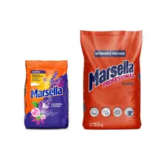 MARSELLA - Detergente En Polvo Lavanda Y Rosas 4Kg Marsella + Detergente En Polvo Marsella Profesional 13.5 Kg.