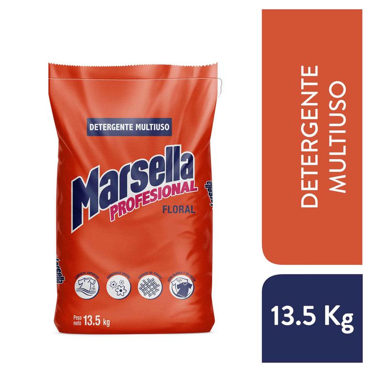 Detergente En Polvo Marsella Profesional Floral 13.5Kg
