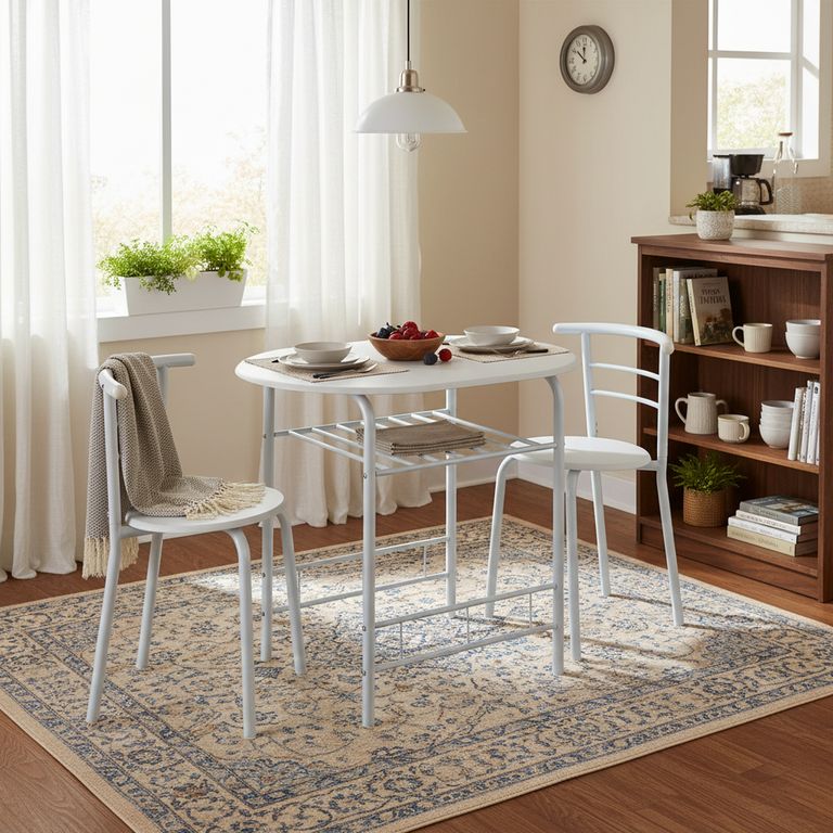 Juego de Comedor 2 Sillas Auxiliar Blanco