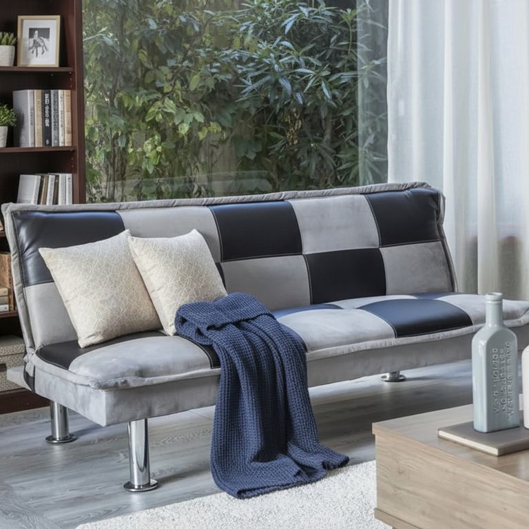 Sofá Cama Futón 3 Cuerpos Prius Negro/Blanco