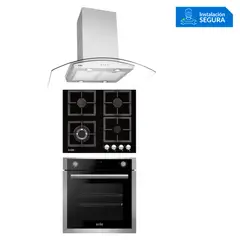 Sole - Combo Cocina a Gas SOLCO040 + Campana Extractora TURE66CO + Horno Eléctrico SOLHO012