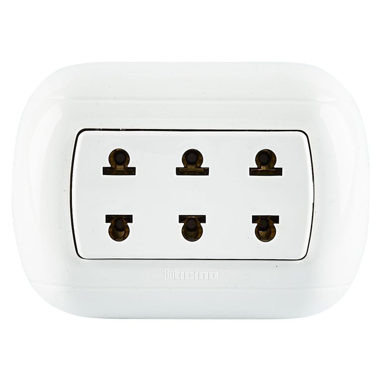 Tomacorriente Triple Oval Blanco