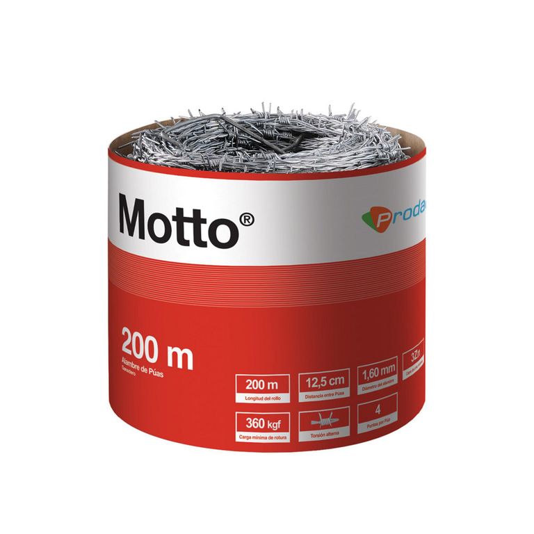 Alambre con Púas Motto 200m y 0.1 cm diám. x 8.5kg