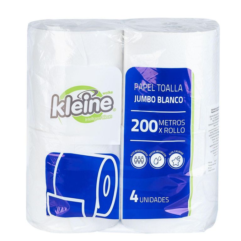 Papel Toalla Blanco Kleine 4 Rollos 200M