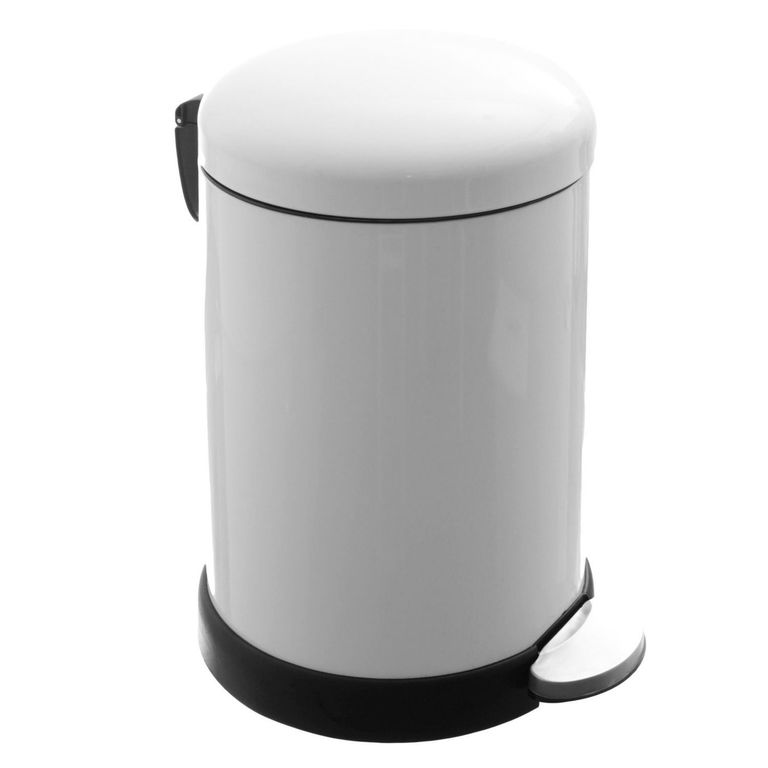 Papelera de Acero Inoxidable con Pedal Blanca 20L