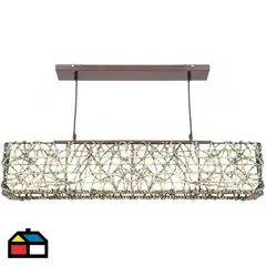 JUST HOME COLLECTION - Lámpara Colgante Natural Rect 3L E27 Café