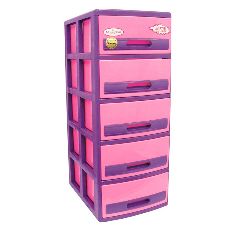 Cómoda Cabinet Plástica 5 Cajones Barbie Fucsia