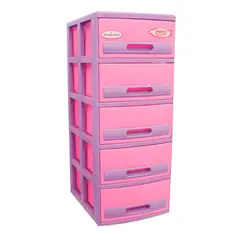 MAGICPLAST - Cómoda Cabinet Plástica 5 Cajones Lila y Fucsia
