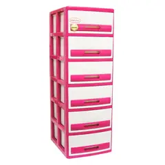 MAGICPLAST - Cómoda Cabinet Plástica 4 Cajones Fresa y Marmol