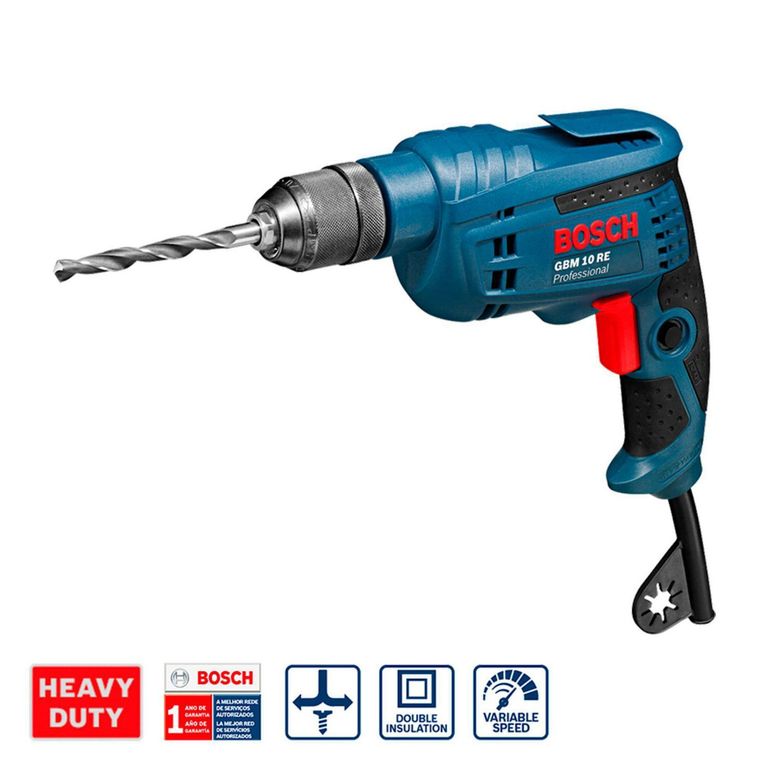 Taladro de Rotación Eléctrico Bosch 3/8" 600W GBM 10 RE Bosch