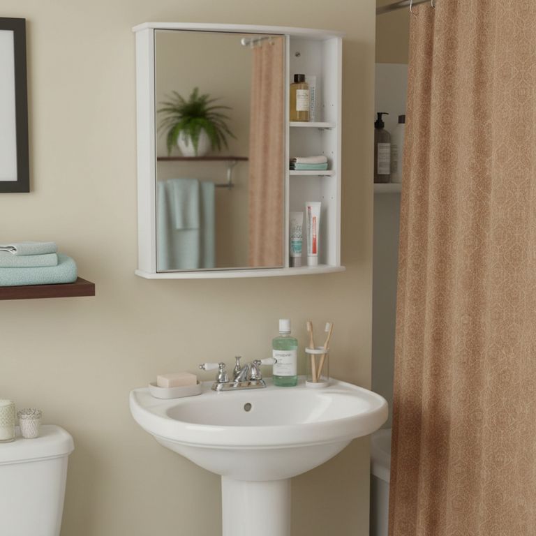 Botiquin de Baño Una Puerta con Espejo Blanco 58x66x22cm