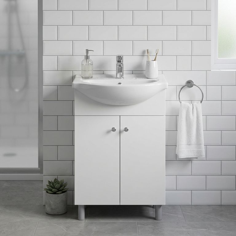 Conjunto Mueble Baño Vanitorio Sensi Dacqua 2 Puertas Ancho 58cm Alto 82cm Profundidad 31cm