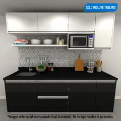 undefined - Tablero de Cocina Cuarzo Super Black 240x62cm