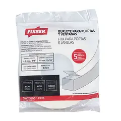 FIXSER - Burlete Adhesivo de Goma Adhesivo 3/8-5/16-3 m. Blanco