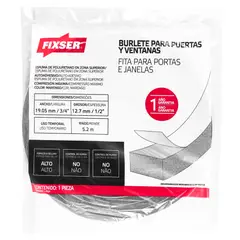 FIXSER - Burlete Adhesivo de Espuma Adhesivo 3/4-7/16-5 m. Gris