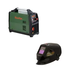 BAUKER - Máscara de Soldar Fotosensible + Soldadora Eléctrica Inverter 5500W 160A