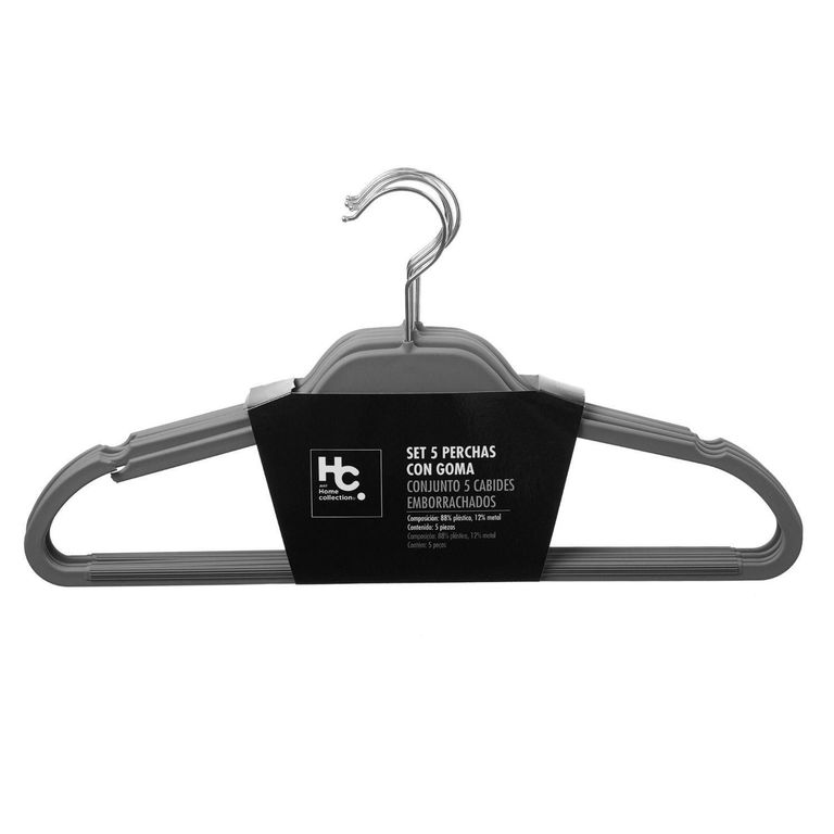 Set x5 Colgadores de Ropa de Plástico Gris