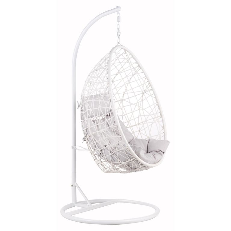 Silla Colgante Ratán Blanca con Soporte