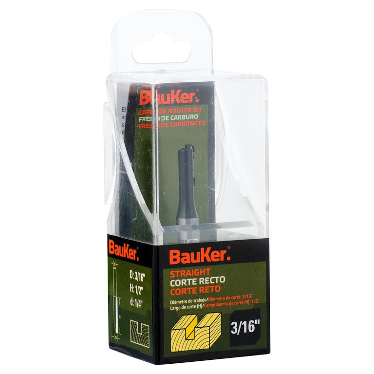 Fresa Recta 3/16'' Bauker