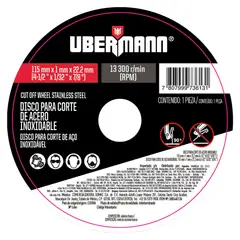 UBERMANN - Disco para Corte de Acero Inoxidable 4 1/2''x1/32''