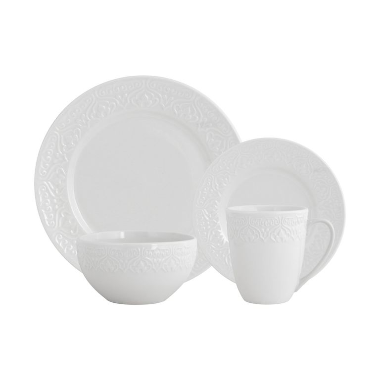 Juego de vajilla Porcelana Círculos rosado 16 Piezas