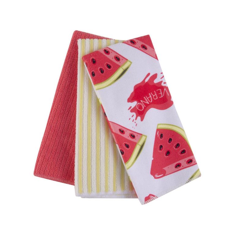 Set x3 Paños de Cocina Microfibra 40x60 cm Colores Variados