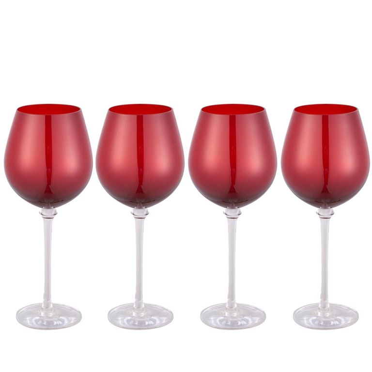 Copa de Vino Tinto Roja Set x4 Unidades