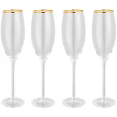 JUST HOME COLLECTION - Set de 4 Copas para Champagne Flauta Ribete