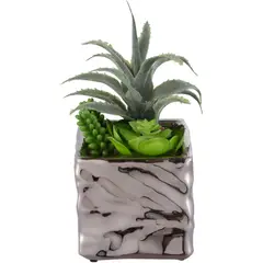JUST HOME COLLECTION - Arreglo Suculenta Con Maceta Plata 17cm